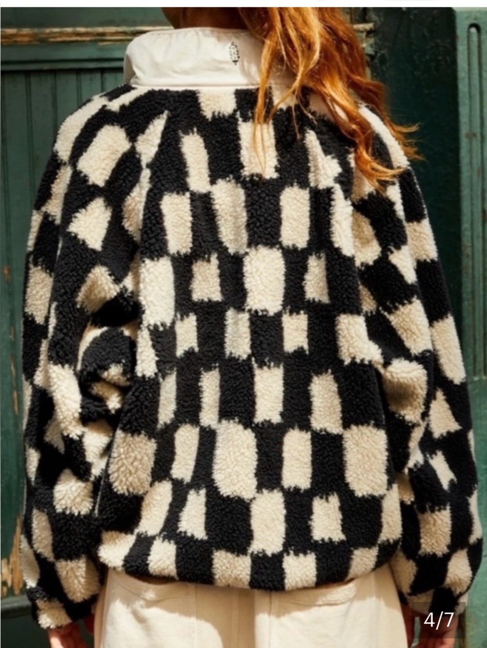 Free People Hit The Slopes Black and Cream Checkerboard Fleece
Jacket size small - Picture 4 of 8